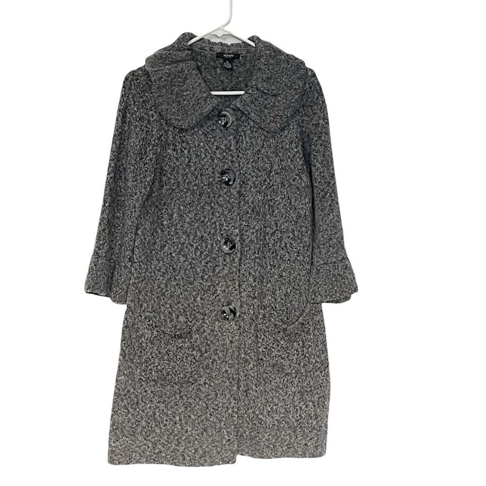 🟢Alfani Petites Black & White Marbled Knit Duster Cardigan PL